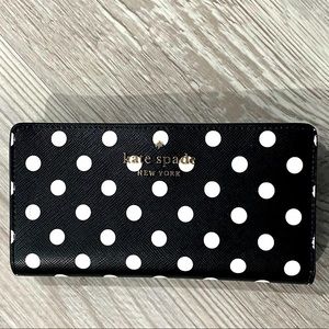 Black and white polka dots slim bi-fold wallet
